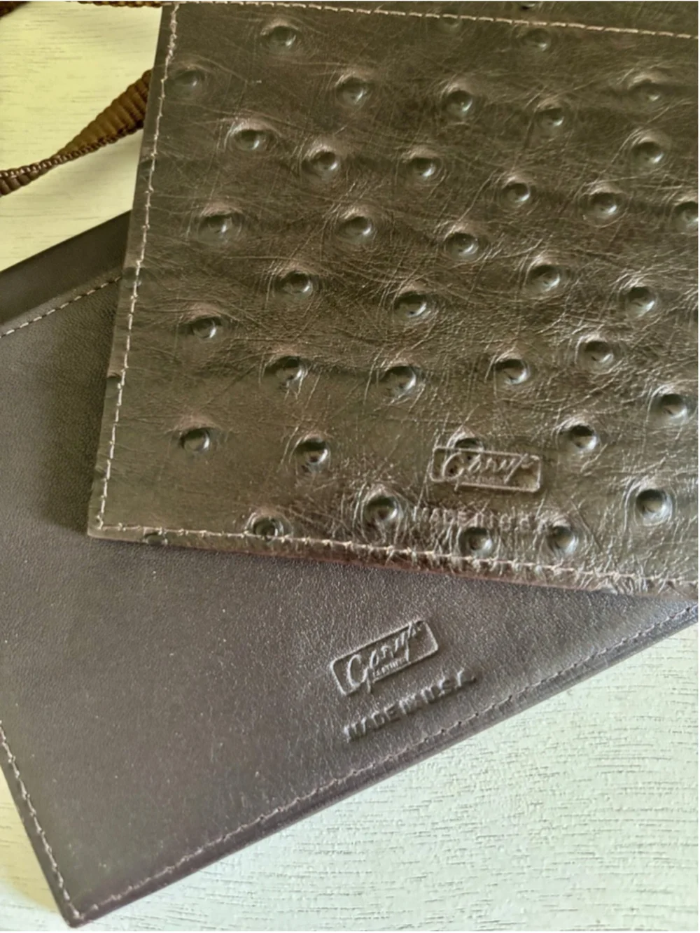 VTG x2 Gary’s Leather ID Badge Lanyard Card Case Neck Strap Wallet USA Made